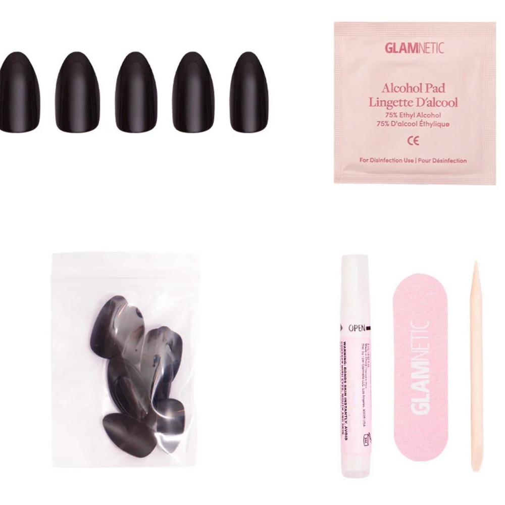 Glamnetic Black BOBA short Almond Press-On Nails NIB 💫 - Picture 4 of 8